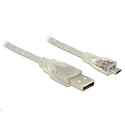 Delock 83897 USB 2.0 Type-A male > USB 2.0 Micro-B male 0.5m áttetsző