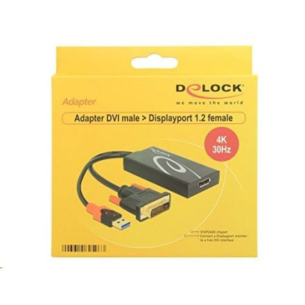 Delock 62596 DVI-dugós csatlakozó > Displayport adapter, fekete