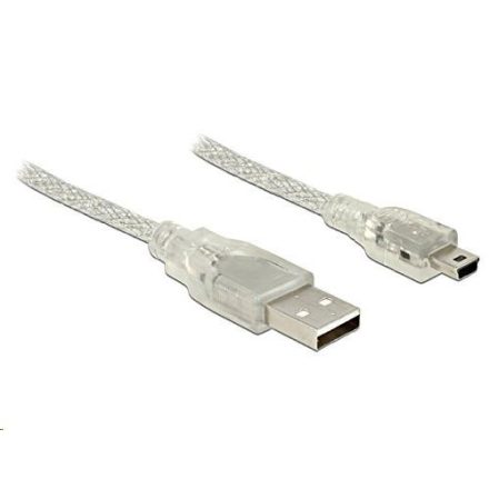 Delock 83905 USB 2.0 A > USB 2.0 Mini-B kábel, 1 m áttetsző