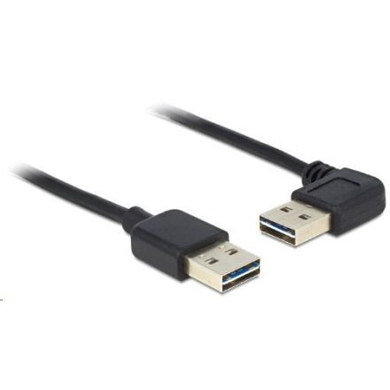 Delock 83464 EASY-USB 2.0-A apa > apa kábel 90°-ban ívelt bal / jobb 1 m, fekete