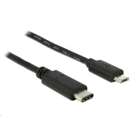 Delock 83333 USB Type-C 2.0 > USB 2.0 Micro-B kábel, 0,5 m fekete