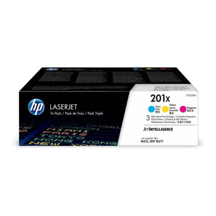 HP 201X 3 darabos nagy kapacitású LaserJet tonerkazetta ciánkék/bíbor/sárga  (CF253XM)