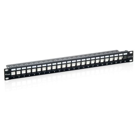 Equip Patch panel CAT6 24 PORT 1U 19" árnyékolt  fekete (769124)