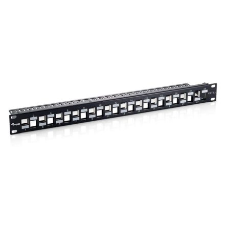 Equip Patch panel CAT6a 24 PORT 1U 19" árnyékolt  fekete (769324)