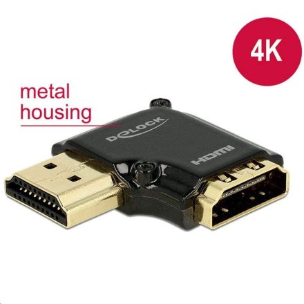 Delock 65660 High-Speed Ethernet HDMI-A anya > HDMI-A apa 4K 90° bal, fekete