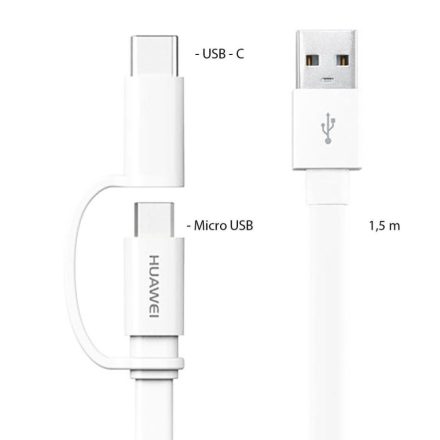 Huawei AP55S USB --> Micro USB / USB Type-C kábel fehér  (04071417)