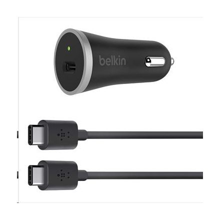 Belkin 15 W / 3A autós töltő + USB-C 2.0 kábel 1.2m fekete  (F7U005bt04-BLK)