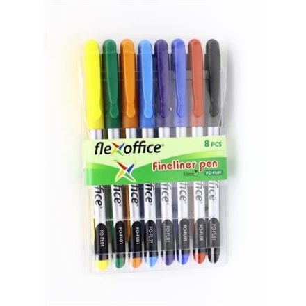 Flexoffice "FL01" tűfilc 0,3 mm 8 különböző szín  (FOFL01V8 / FO-FL01SET8)