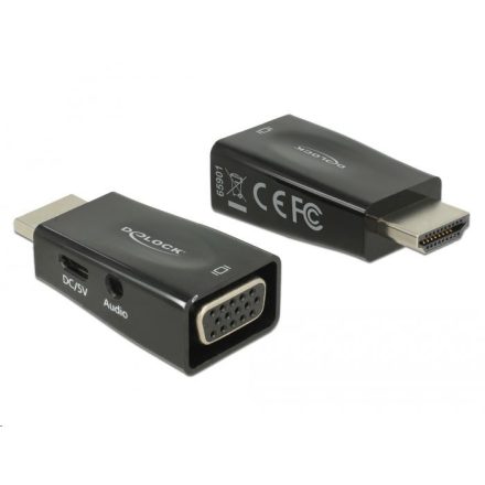 Delock 65901 HDMI-A dugó > VGA hüvely adapter audióval