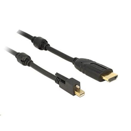 Delock 83732 mini DisplayPort 1.2-dugós csatlakozó csavarral > HDMI-csatlakozódugó 4K aktív kábel, fekete, 5 m