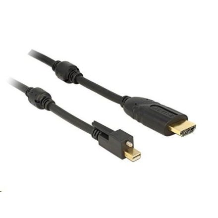 Delock 83731 mini DisplayPort 1.2-dugós csatlakozó csavarral > HDMI-csatlakozódugó 4K aktív kábel, fekete, 3 m