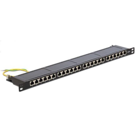 Delock patch panel 24 port Cat6 0.5U 19" árnyékolt fekete (43316)