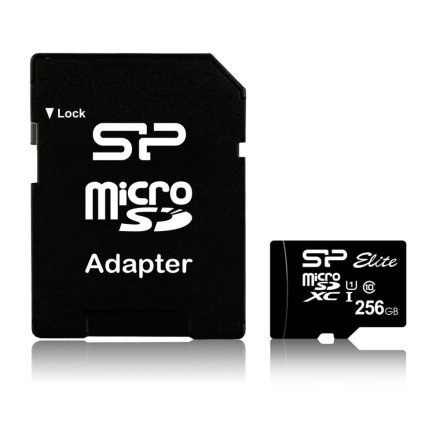 256GB microSDXC Memóriakártya Silicon Power Elite UHS-1 + adapter (SP256GBSTXBU1V10SP)