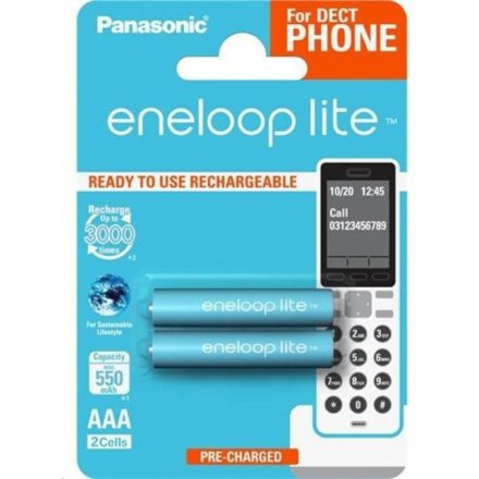 Panasonic Eneloop Lite 1.2V AAA 550mAh akku 2db (BK-4LCCE/2DE)