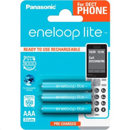 Panasonic Eneloop Lite 1.2V AAA 550mAh akku (3db) /BK-4LCCE/3DE/ Ready to use