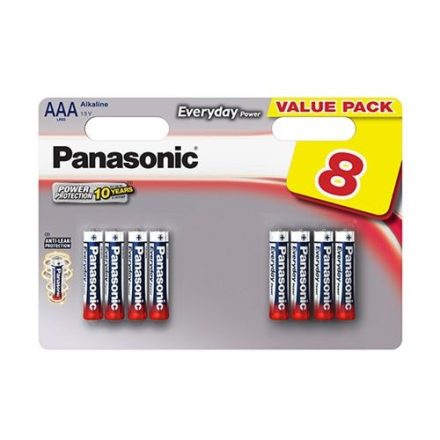 Panasonic 1.5V Alkáli AAA ceruza elem Everyday Power (8db / csomag)  (LR03EPS/8BW)