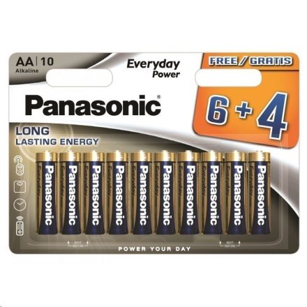 Panasonic 1.5V Alkáli AA ceruza elem Everyday Power (10db / csomag)  (LR6EPS/10BW 6+4F)