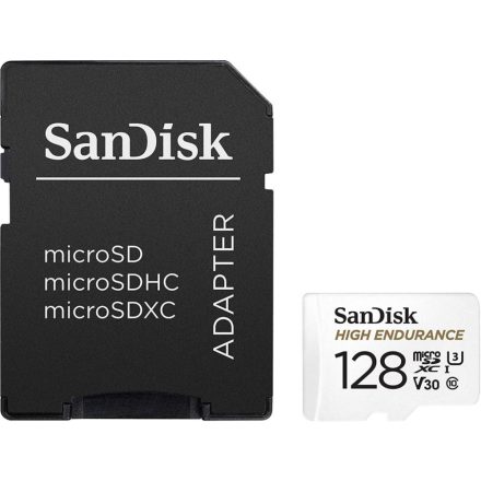 128GB Micro SDXC memória kártya Sandisk High Endurance CL10 U3 V30 + adapter  (SDSQQNR-128G-GN6IA / 183567)