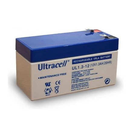 Ultracell zselés ólomsavas gondozásmentes akkumulátor 12V 1300mAh 97x43x58mm (UL1.3-12)