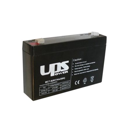 UPS Power zselés ólomsavas gondozásmentes akkumulátor 6V 7000mAh 151x34x98.5mm (MC7-6)