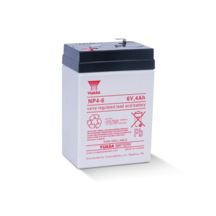 Yuasa zselés ólomsavas gondozásmentes akkumulátor 6V 4000mAh 70x48x105mm (NP4-6)