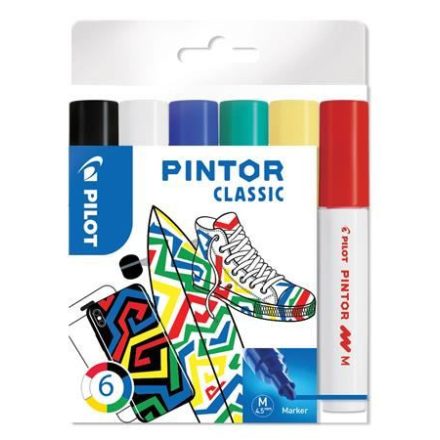 Pilot "Pintor M" dekormarker készlet 6 különböző klasszikus szín  (PIN-NORM-S6-M / PDMPTM6)