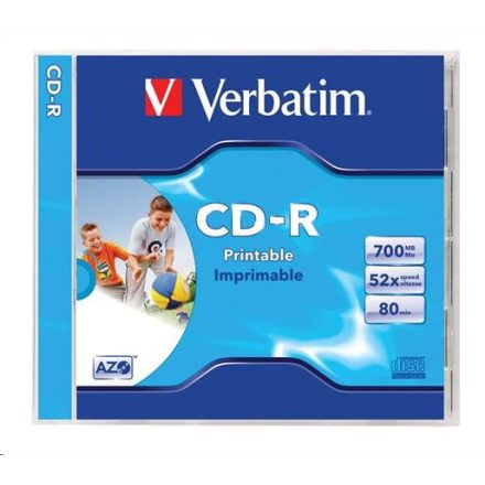 Verbatim 80'/700MB 52x nyomtatható CD lemez darabos  (43325)