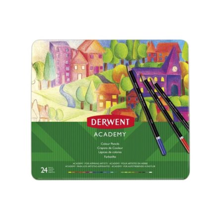 Derwent "Academy" színes ceruza készlet fém doboz 24 különböző szín (2301938)