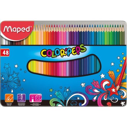 Maped "Color'Peps" színes ceruza készlet és fém doboz 48 különböző szín (832058)