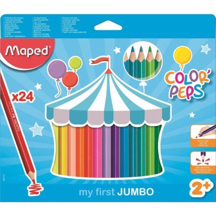 Maped "Jumbo" színes ceruza készlet vastag 24 különböző szín (834013)