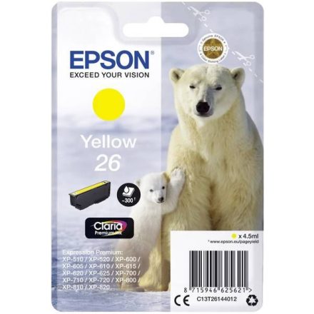 Epson 26 Claria Premium tintapatron sárga (C13T26144012)