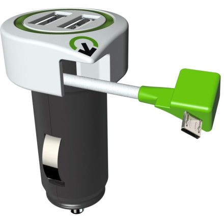 Q2 Power 3.100110 autós töltő 2xUSB és Micro USB csatlakozóval