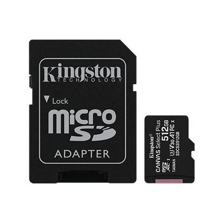 512GB microSDXC Kingston Canvas Select Plus CL10 memóriakártya + adapter (SDCS2/512GB)