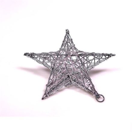 Iris csillag alakú fém dekoráció 15cm, ezüst (190-02)