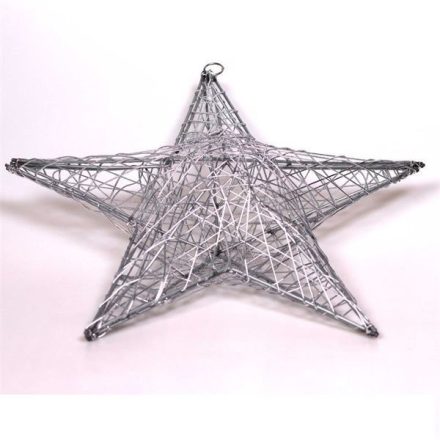Iris csillag alakú fém dekoráció 40cm, ezüst (190-08)