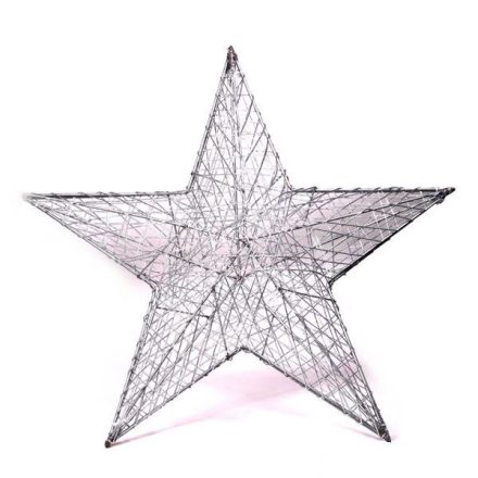 Iris csillag alakú fém dekoráció 52cm, ezüst (190-10)