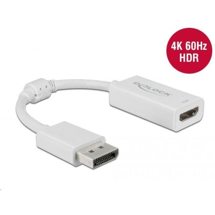 Delock DisplayPort 1.4 adapter HDMI 4K 60 Hz-hez HDR funkcióval passzív fehér (63936)