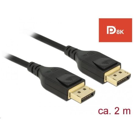 Delock DisplayPort kábel 8K 60 Hz 2 m DP 8K tanúsítvánnyal (85660)