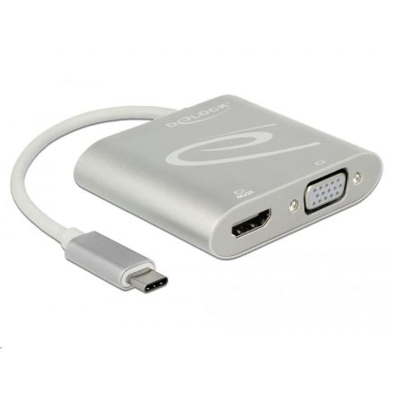 Delock USB Type-C (DP alternatív mód) > 1 db HDMI + 1 db VGA csatlakozó (87705)