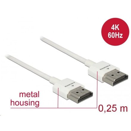 Delock HDMI-kábel Ethernettel - HDMI-A-csatlakozódugó > HDMI-A-csatlakozódugó, 3D, 4K,0,25 m, vékony (85120)