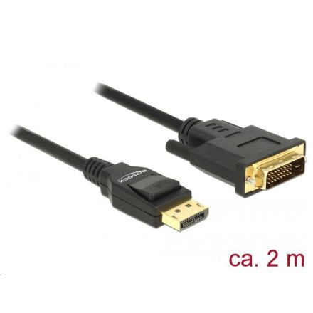 Delock Displayport 1.2 apa > DVI 24+1 apa passzív 2 m kábel fekete (85313)