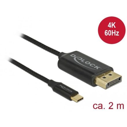 Delock USB-C koax kábel DisplayPort-hoz (DP Alt Mode) 2 m fekete (83710)