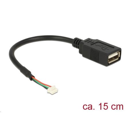 Delock USB 2.0-s csatlakozóval ellátott kábel, 1,25 mm, 4 tűs > USB 2.0 A-típusú csatlakozó 15cm (84834)