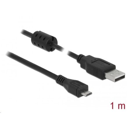 Delock USB 2.0-s kábel A-típusú csatlakozó > USB 2.0 Micro-B csatlakozó 1m fekete (84901)