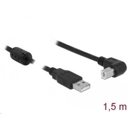 Delock USB 2.0-s kábel A-típusú > USB 2.0 B-típusú derékszögű 1,5 m fekete (84810)