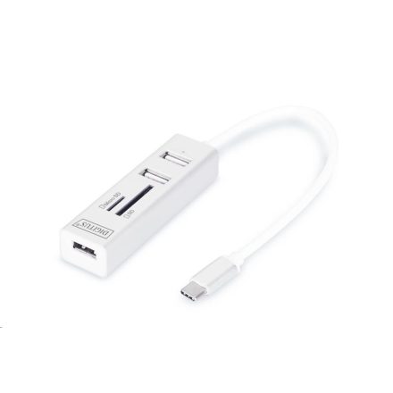 Digitus USB 3.0 3 portos Type C Hub + kártyaolvasó (DA-70243)