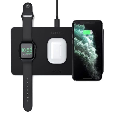 Satechi Trio vezeték nélküli töltő pad (Apple Watch, Airpods, iPhone) fekete (ST-X3TWCPM)