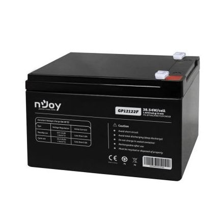 NJOY GP12122F (12V/12Ah, T2/F2, zárt, gondozás mentes, AGM) szünetmentes akkumulátor