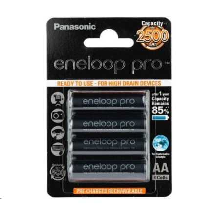 Panasonic Eneloop Pro 1.2V AA 2500mAh akku (4db)  (BK-3HCDE/4BE)