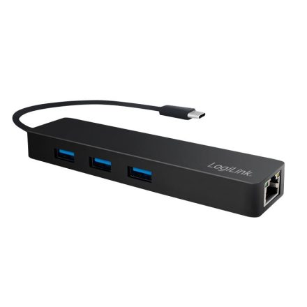 LogiLink UA0313 3 portos USB-C HUB + Gigabit Ethernet